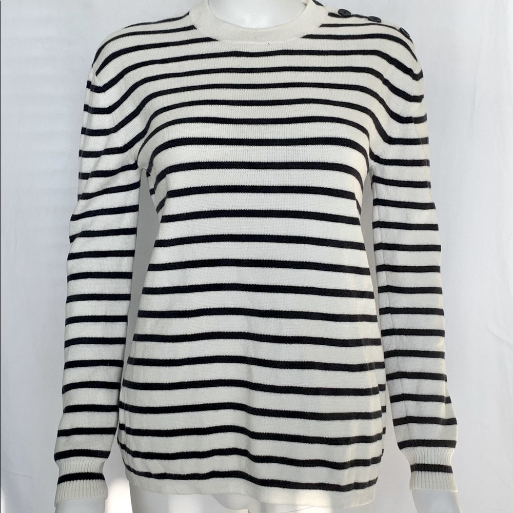 French Connection, Size XS, White with navy stripes